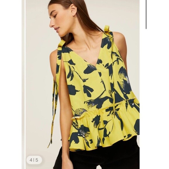 Jason Wu Collection Floral Tiered Blouse 100% Cotton Sz 4 - Picture 2 of 12